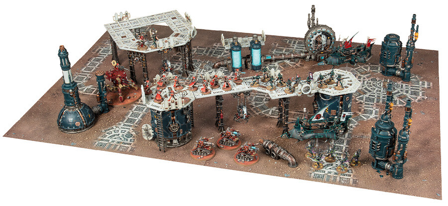 This Combat Patrol battlefield has a similar amount of scenery as the previous one, but none of it blocks line of sight and it offers quite restrictive areas of cover as much of it is elevated walkways. This makes it good for narrative encounters, but not so well-suited to a balanced experience.